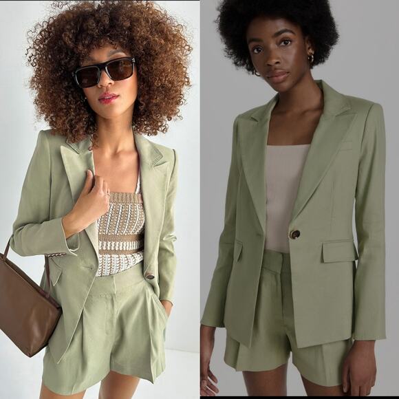 Veronica Beard Sedgwick Sage Green Linen Dickey Blazer Jacket Size 2 - Picture 4 of 10